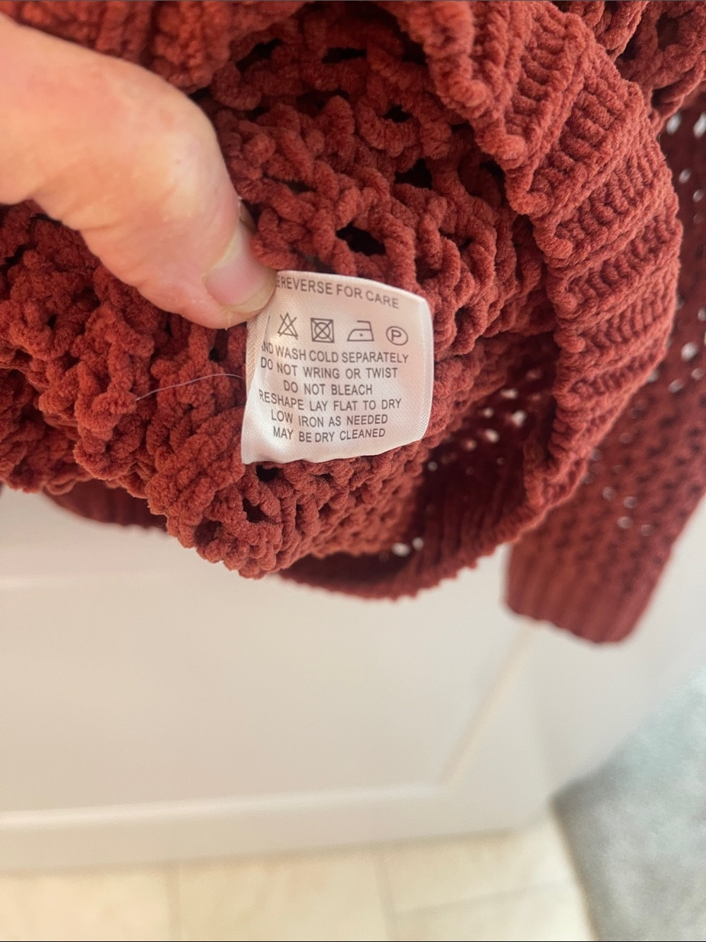 Miracle Rust Open-Weave Chenille Tie-Neck Pullover - Picture 6 of 10